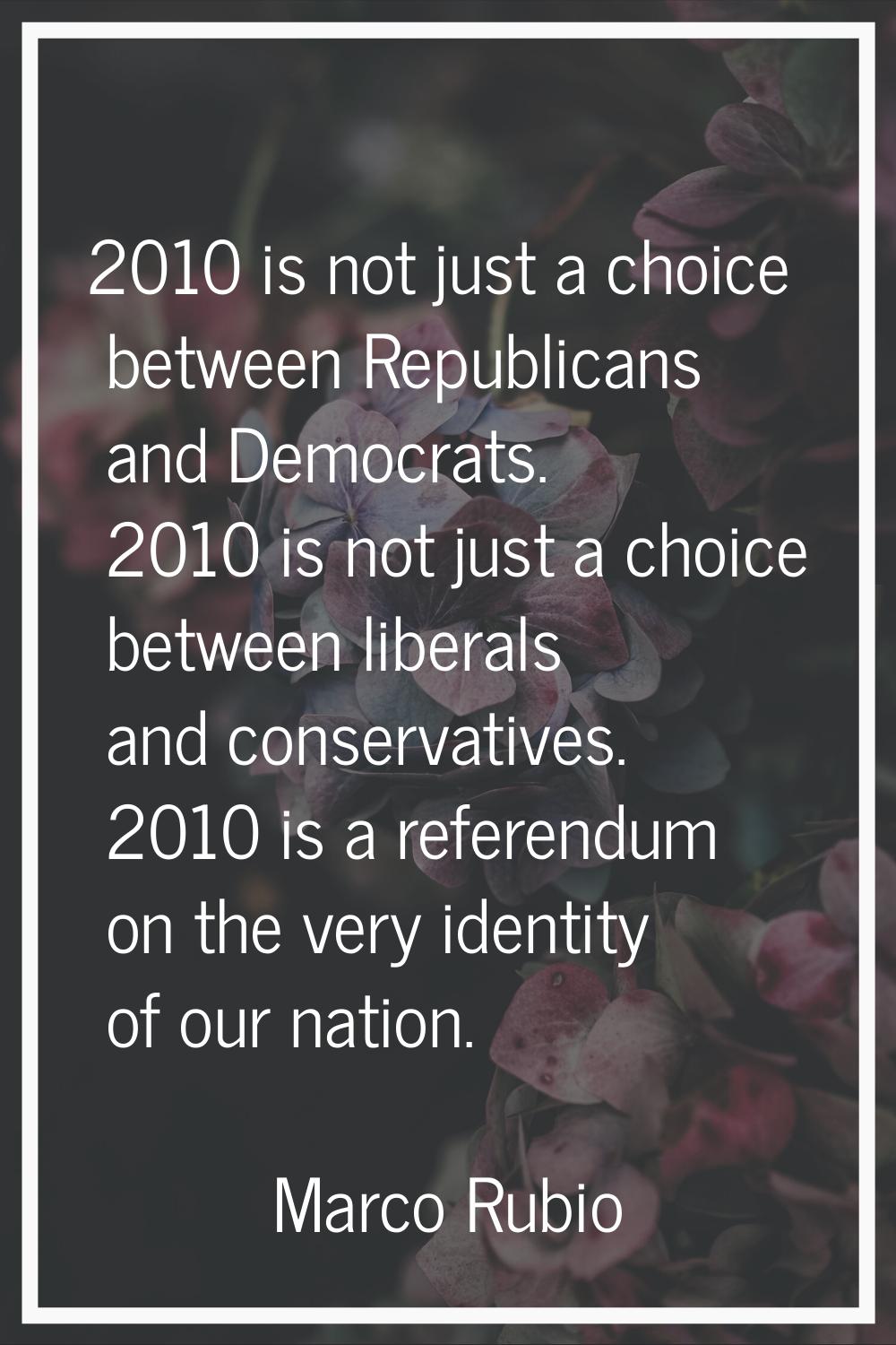 2010 is not just a choice between Republicans and Democrats. 2010 is not just a choice between libe