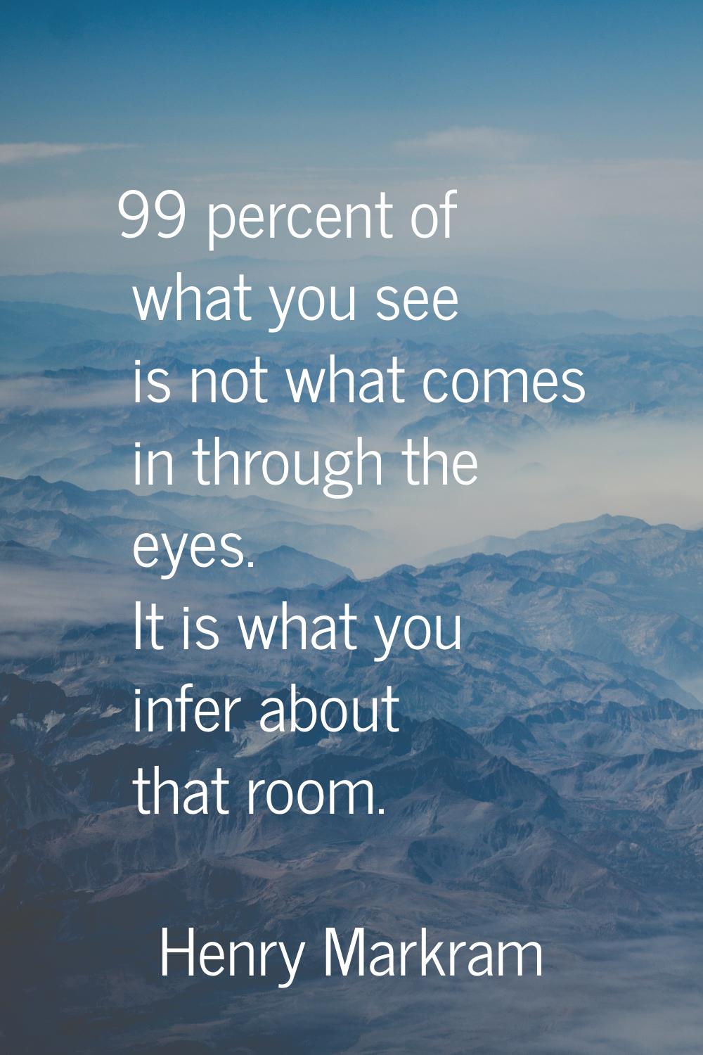 99 percent of what you see is not what comes in through the eyes. It is what you infer about that r