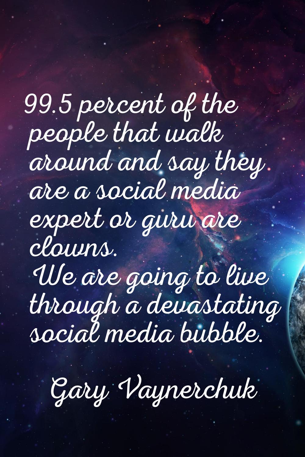99.5 percent of the people that walk around and say they are a social media expert or guru are clow