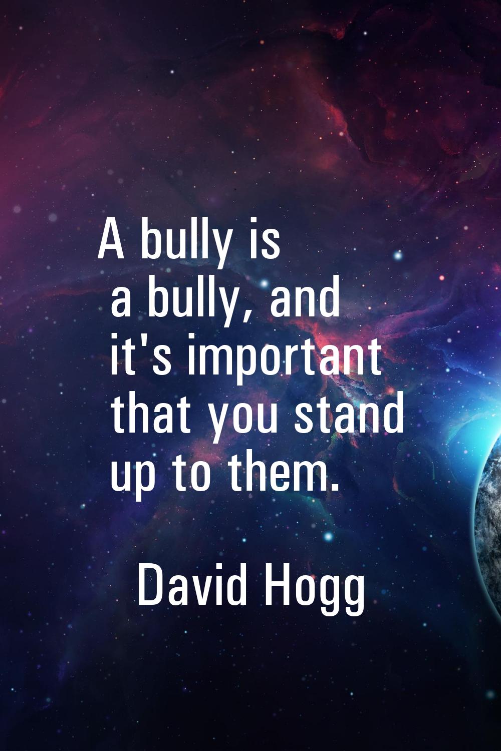 A bully is a bully, and it's important that you stand up to them.
