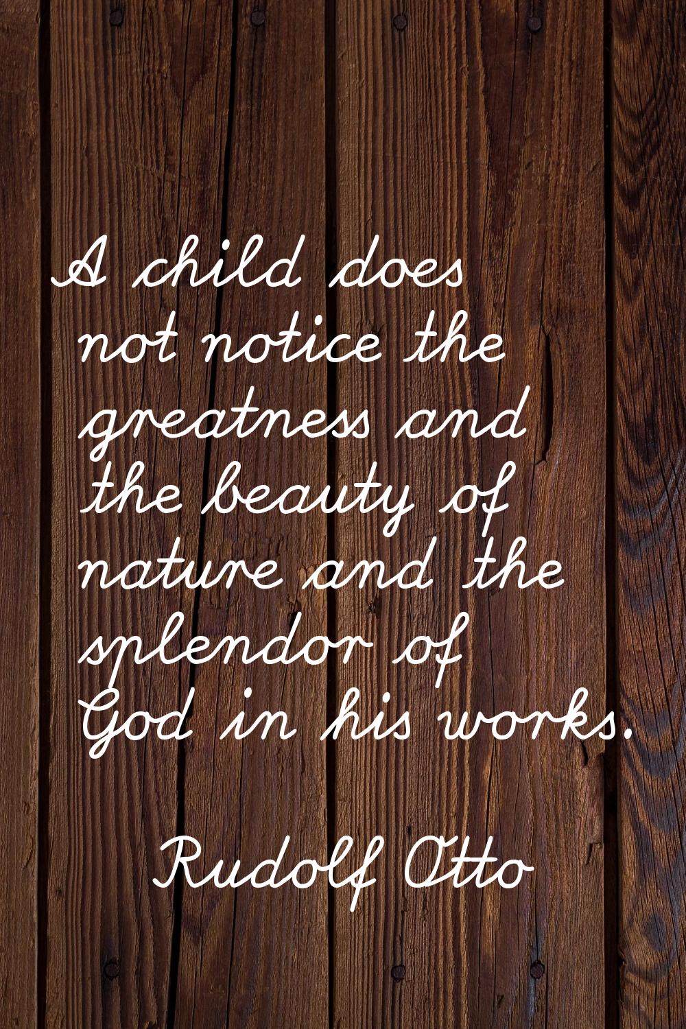 A child does not notice the greatness and the beauty of nature and the splendor of God in his works