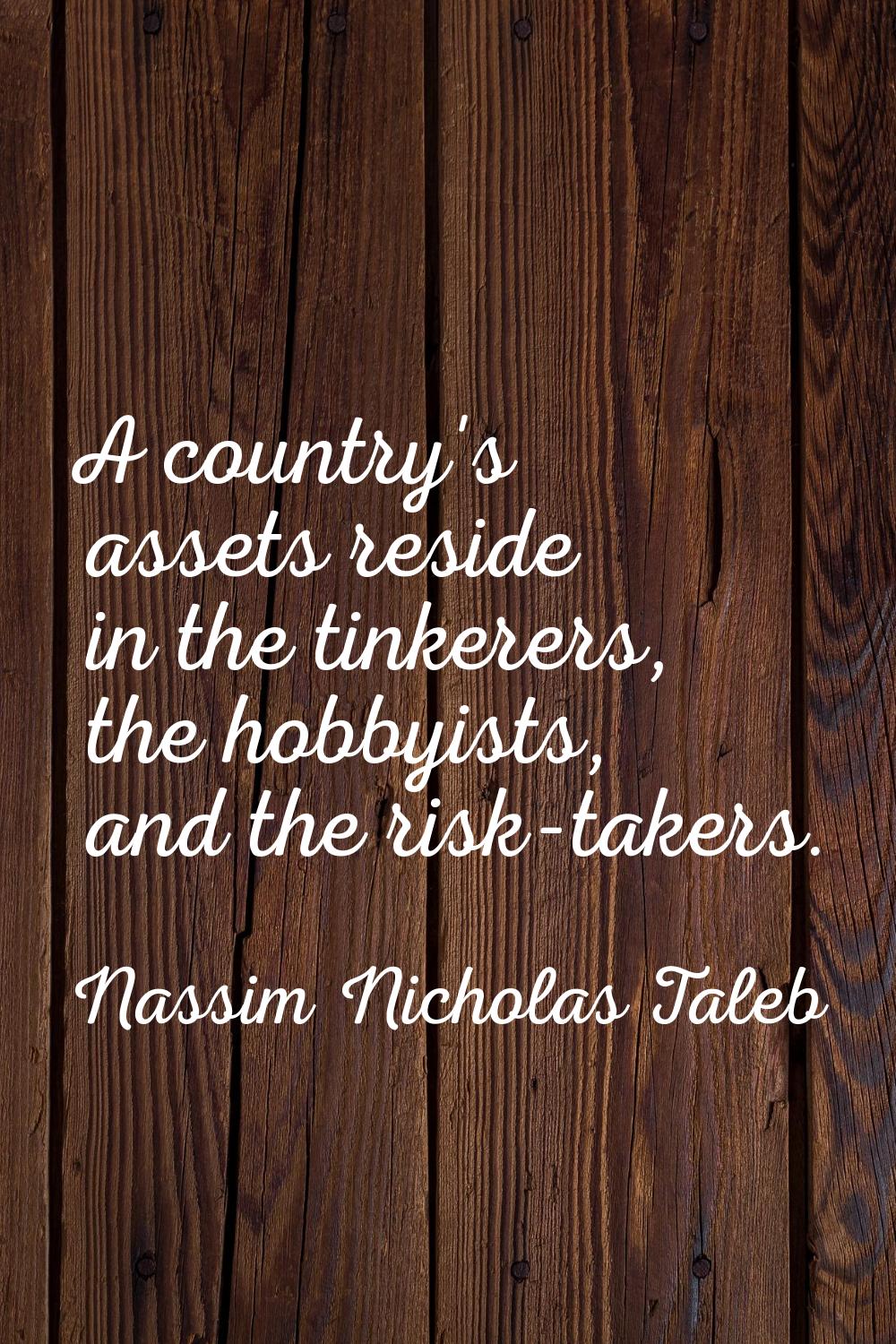 A country's assets reside in the tinkerers, the hobbyists, and the risk-takers.