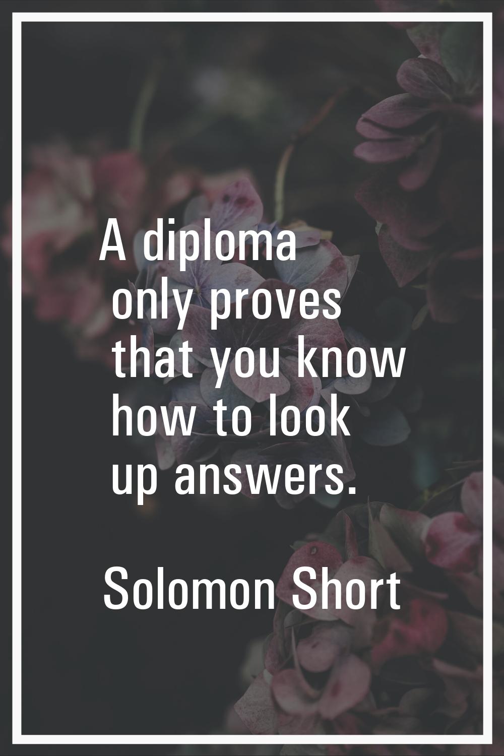 A diploma only proves that you know how to look up answers.