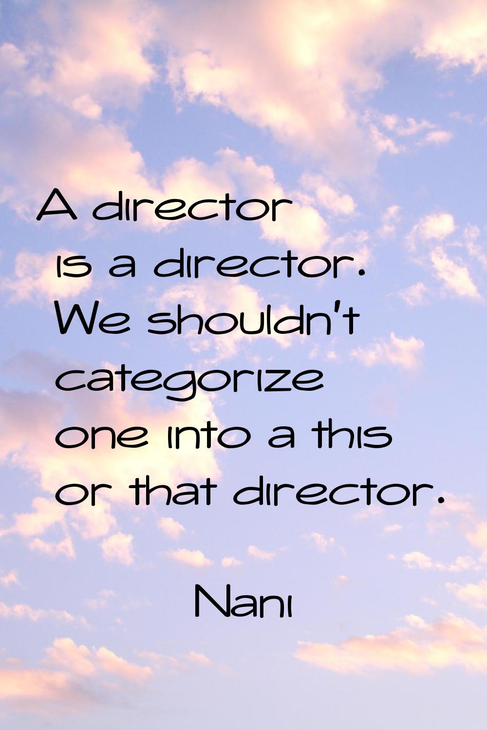 A director is a director. We shouldn't categorize one into a this or that director.