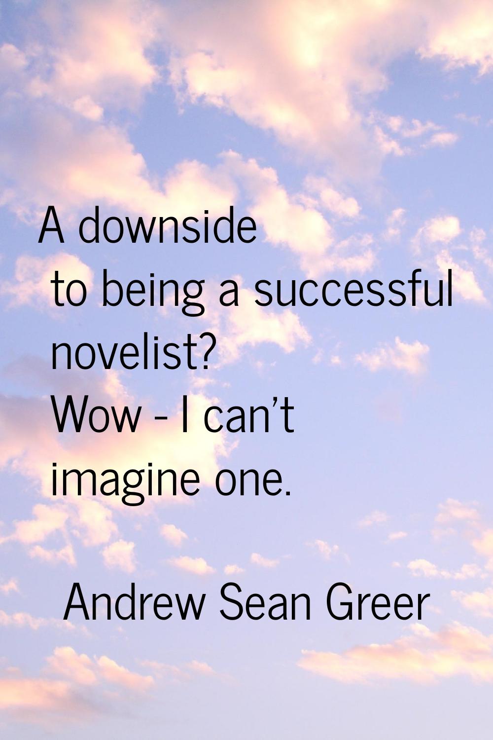 A downside to being a successful novelist? Wow - I can't imagine one.