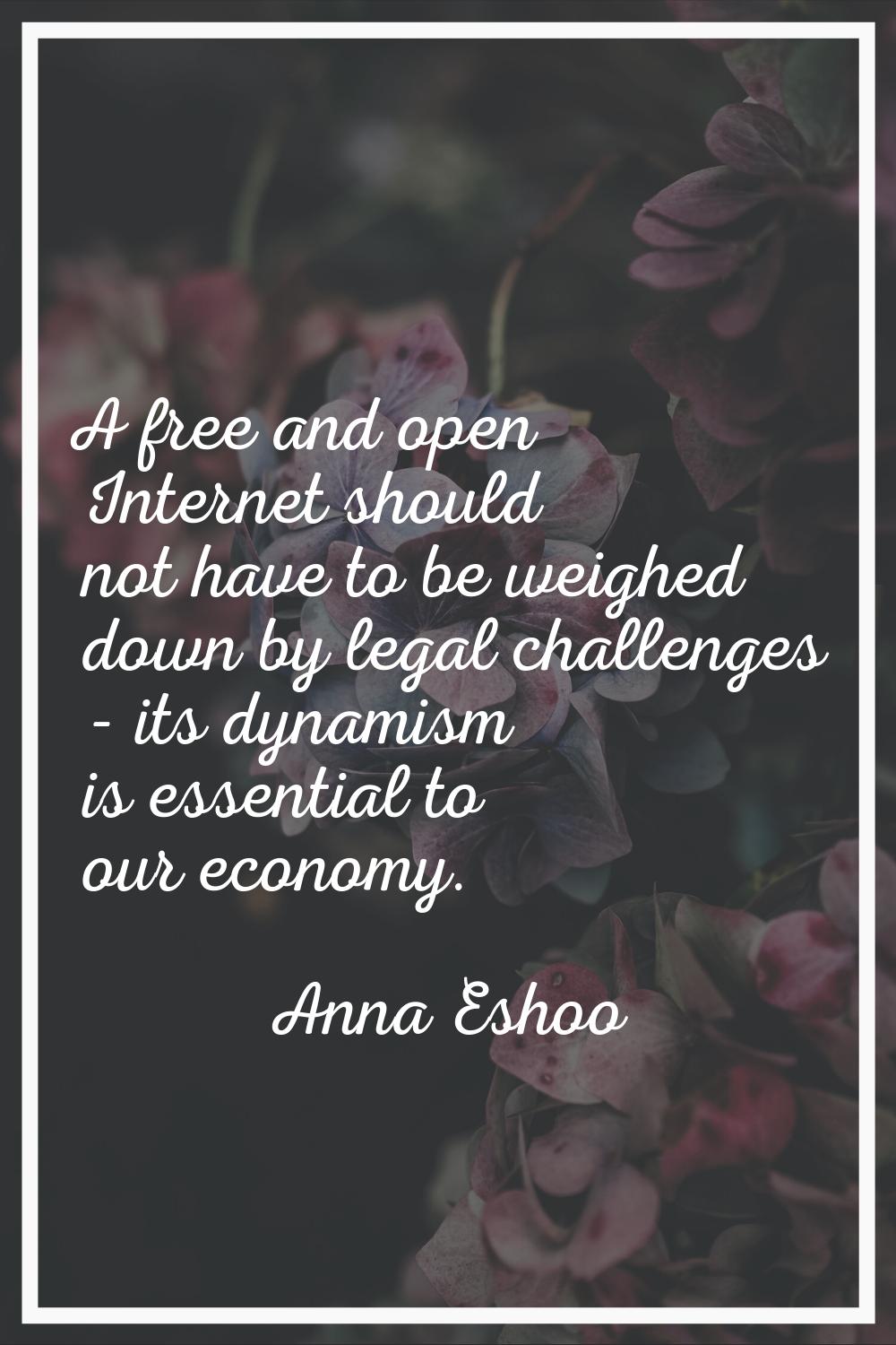 A free and open Internet should not have to be weighed down by legal challenges - its dynamism is e