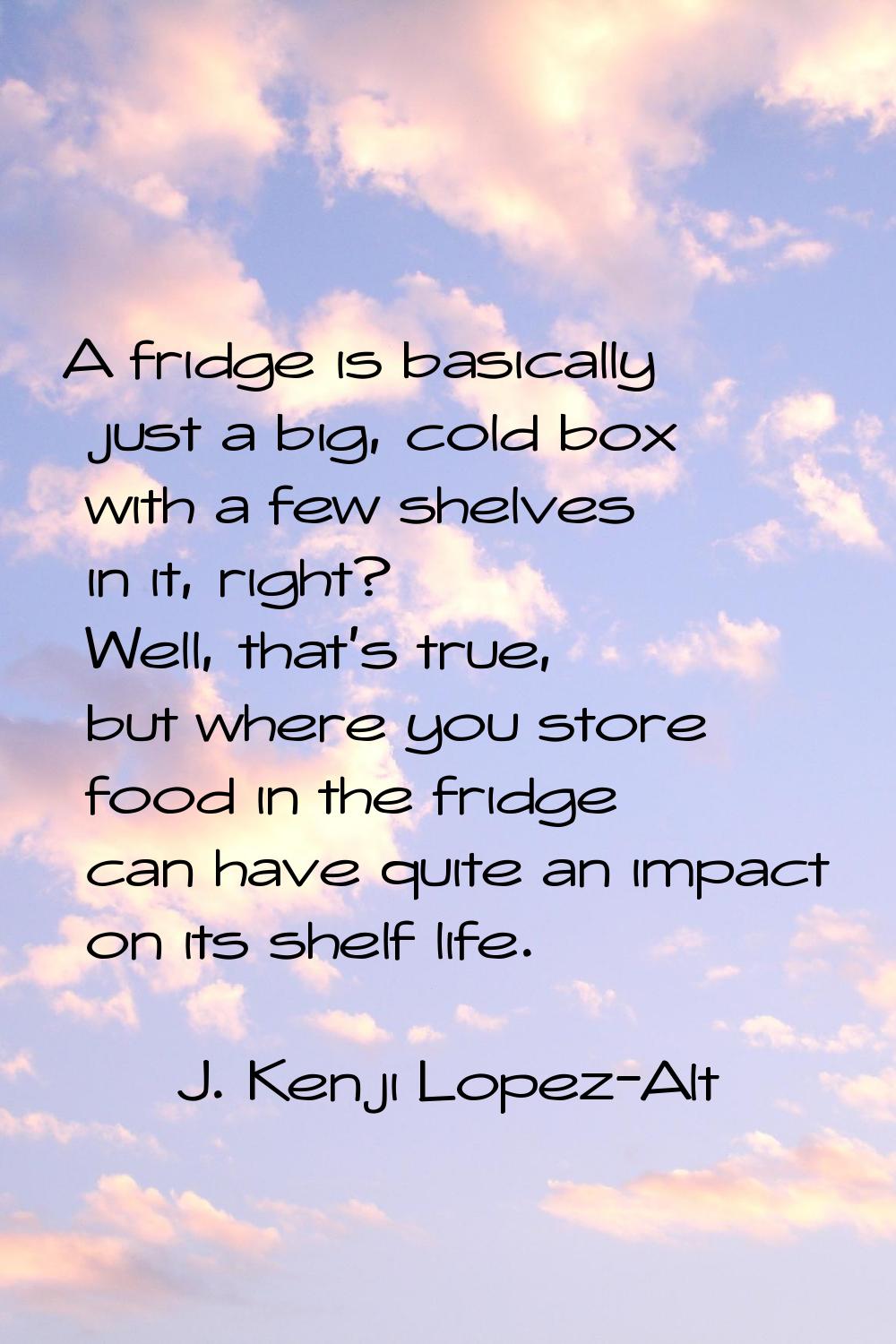 A fridge is basically just a big, cold box with a few shelves in it, right? Well, that's true, but 