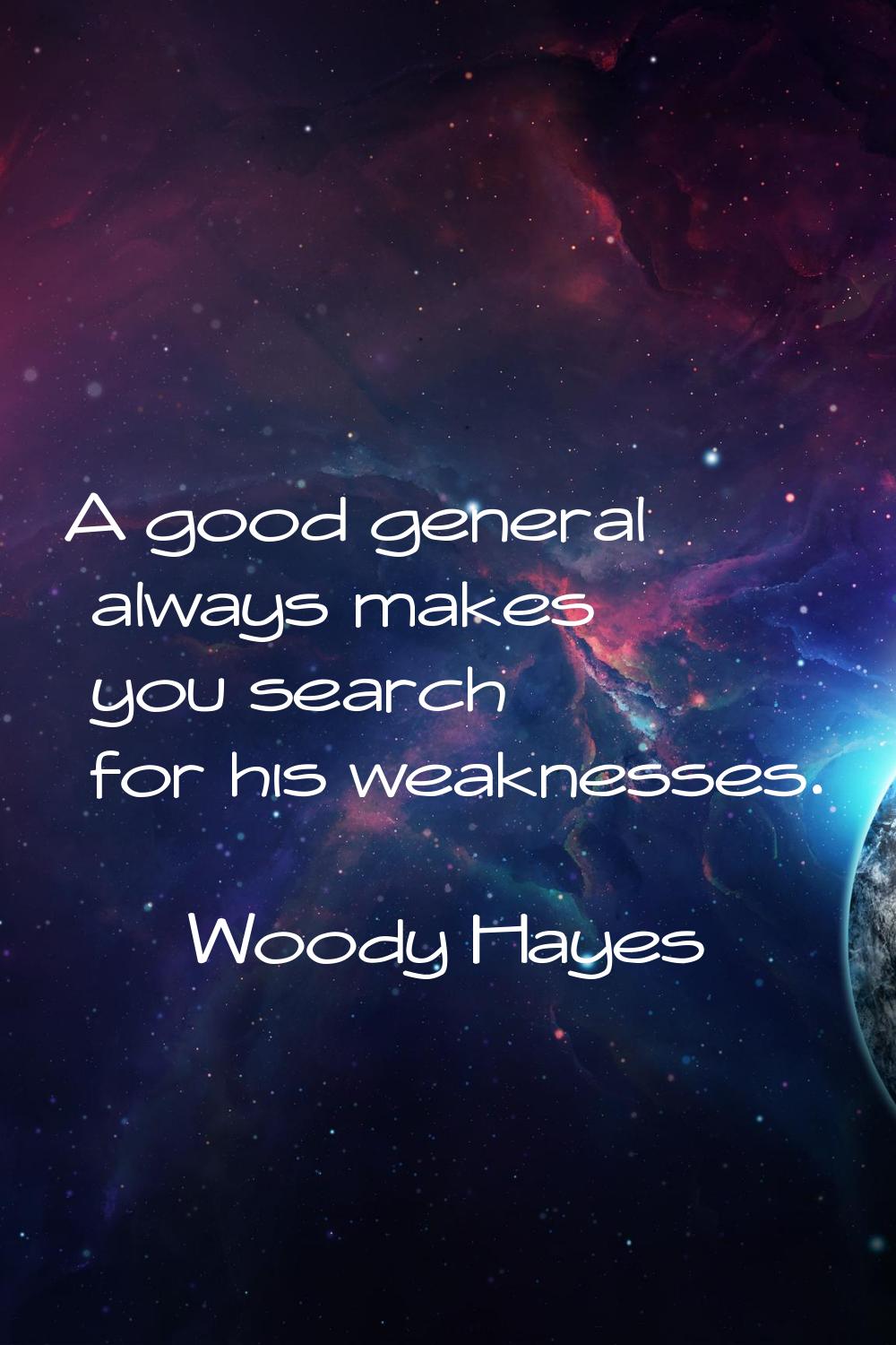 A good general always makes you search for his weaknesses.