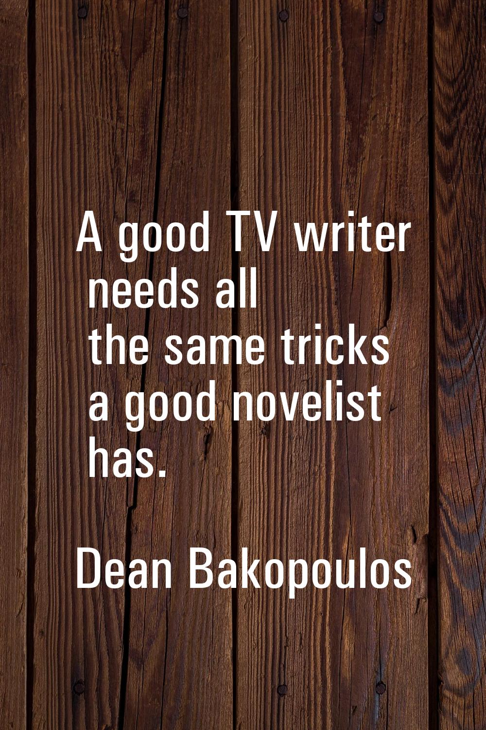 A good TV writer needs all the same tricks a good novelist has.