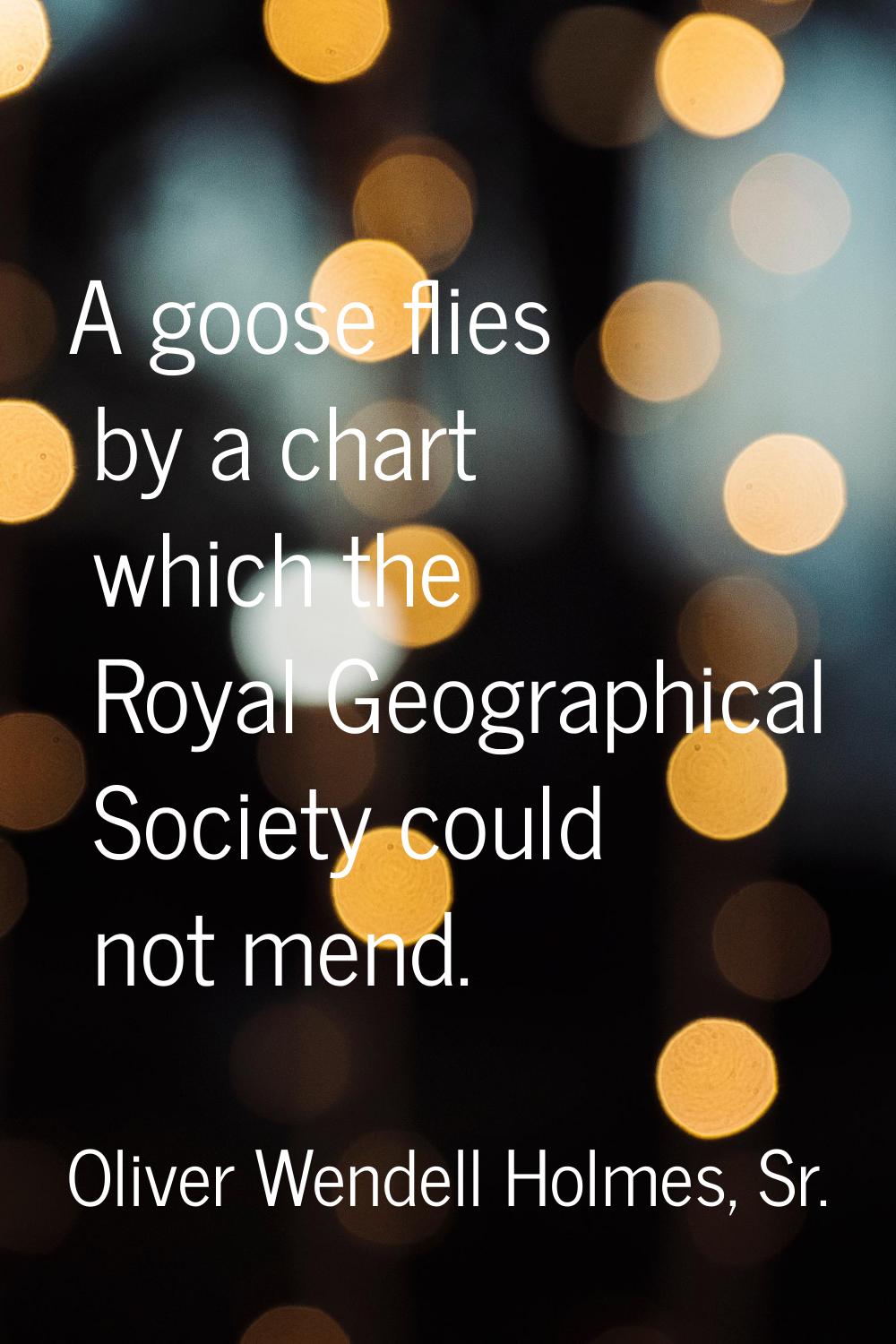 A goose flies by a chart which the Royal Geographical Society could not mend.