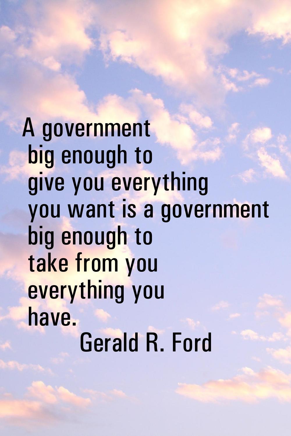 A government big enough to give you everything you want is a government big enough to take from you