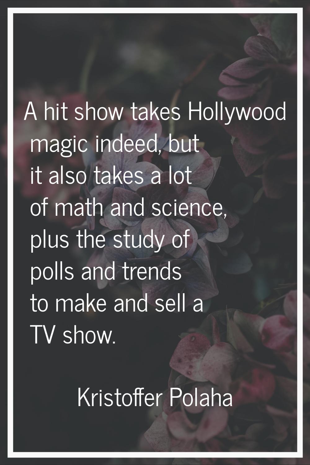 A hit show takes Hollywood magic indeed, but it also takes a lot of math and science, plus the stud