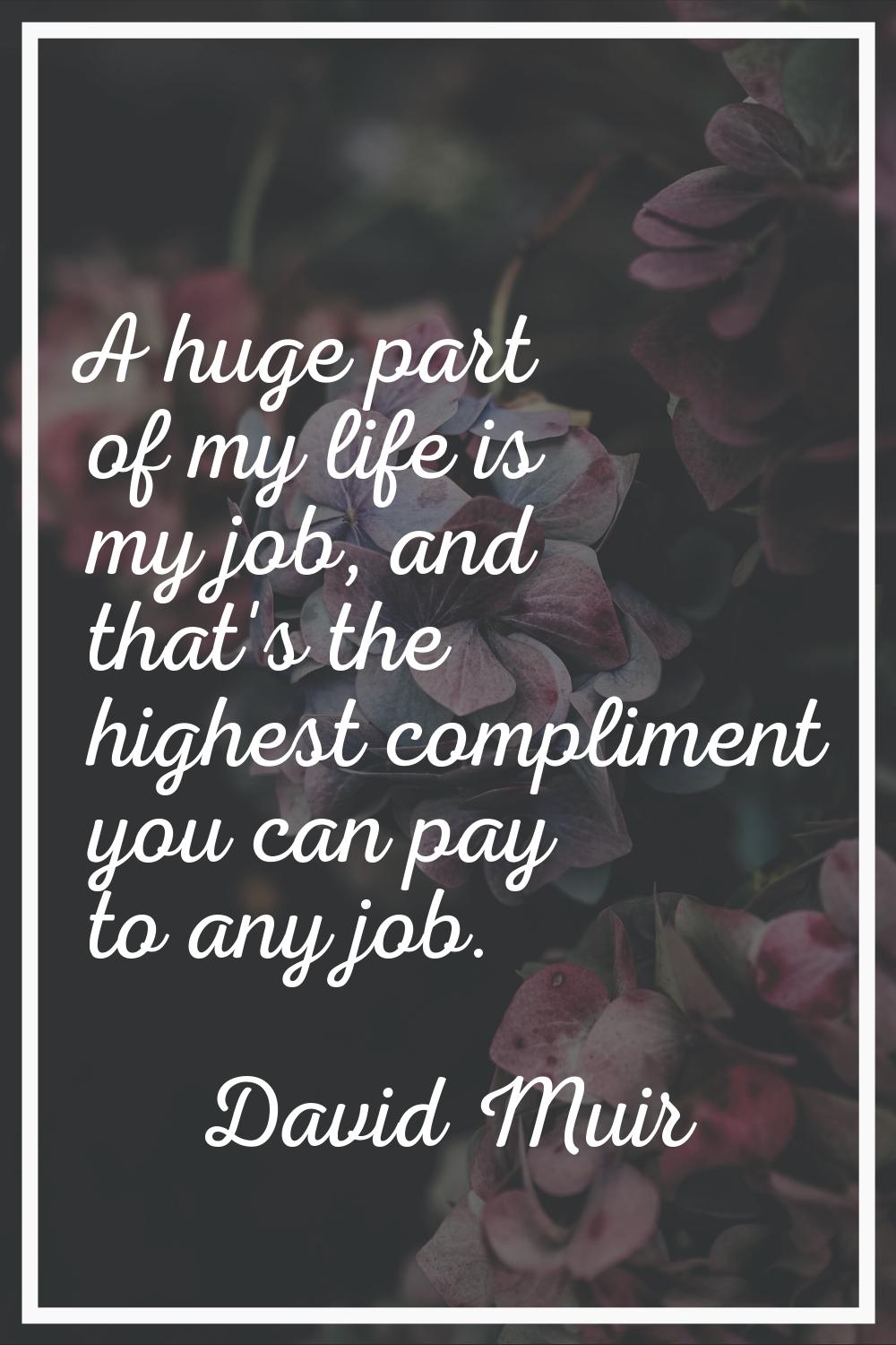 A huge part of my life is my job, and that's the highest compliment you can pay to any job.