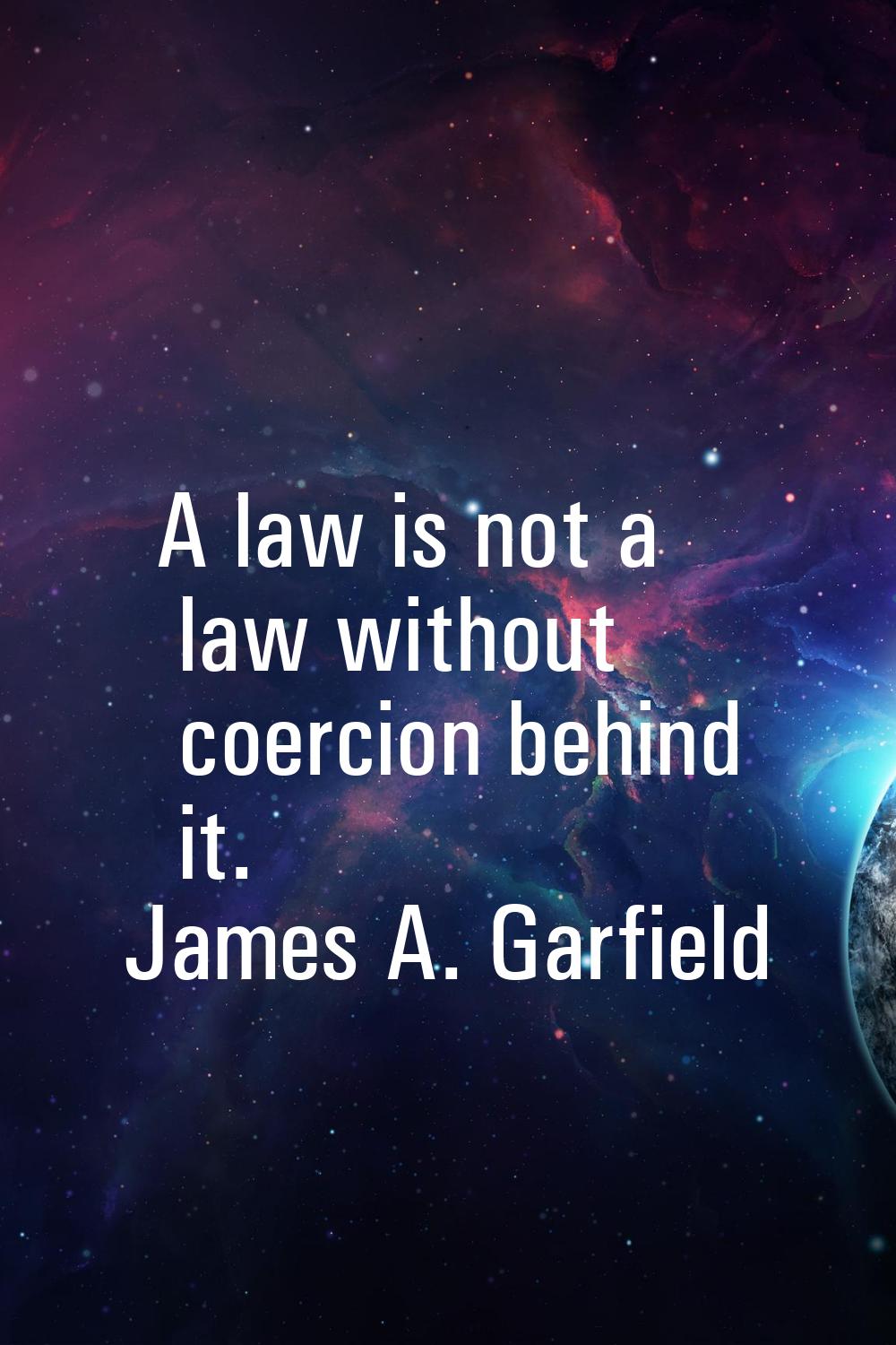 A law is not a law without coercion behind it.