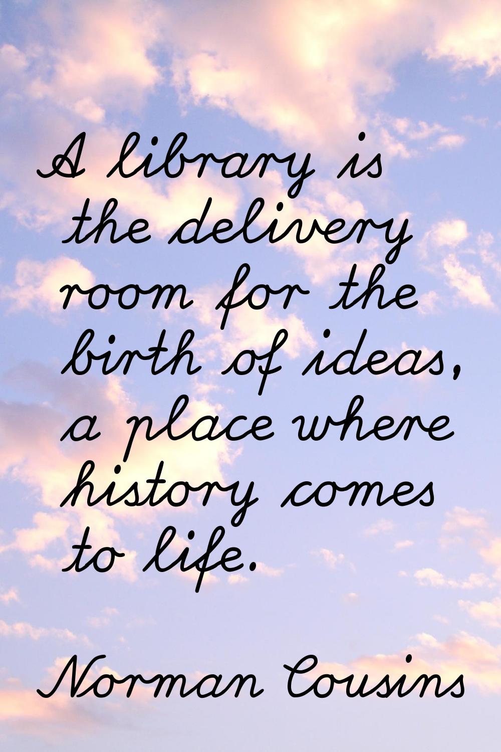 A library is the delivery room for the birth of ideas, a place where history comes to life.