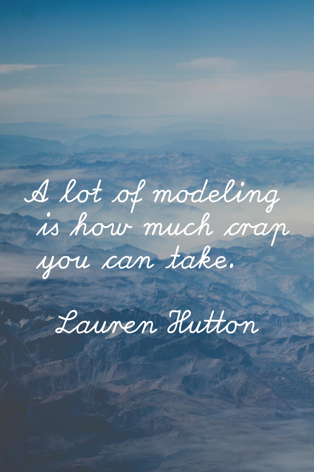 A lot of modeling is how much crap you can take.