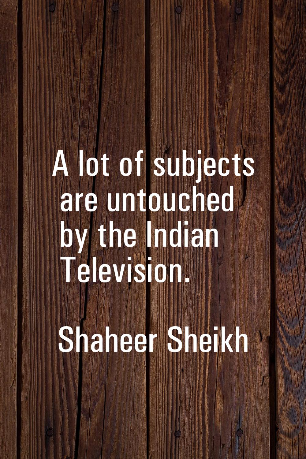 A lot of subjects are untouched by the Indian Television.