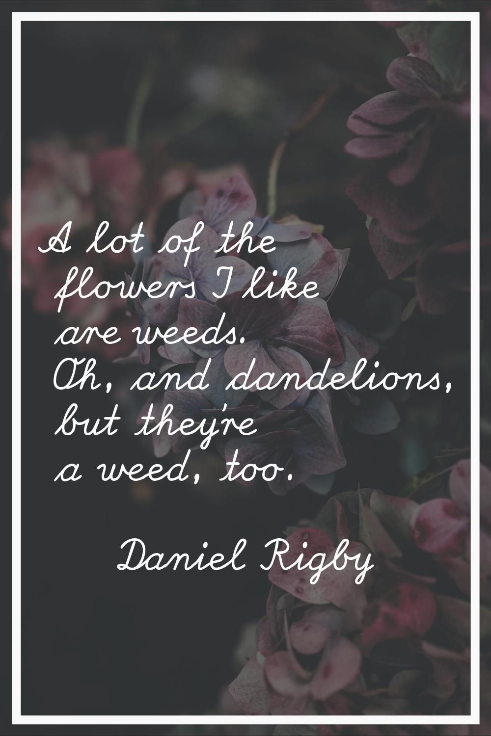 A lot of the flowers I like are weeds. Oh, and dandelions, but they're a weed, too.