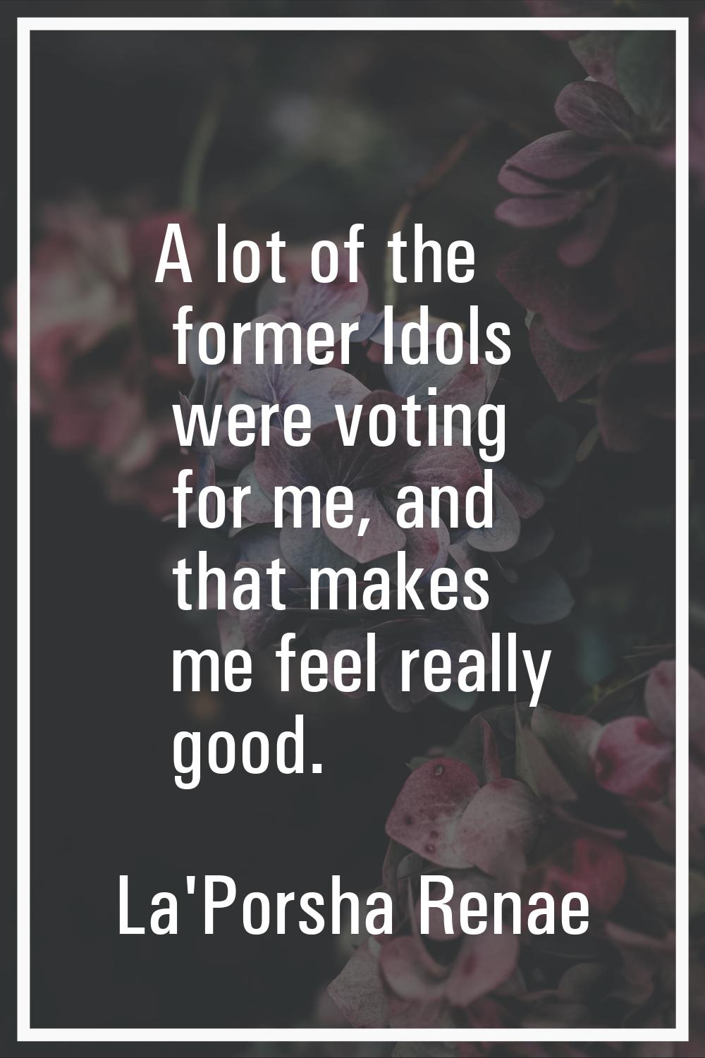 A lot of the former Idols were voting for me, and that makes me feel really good.