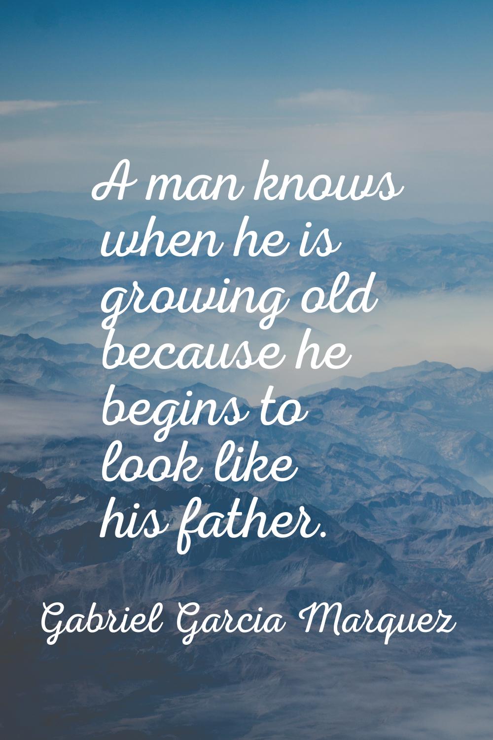 A man knows when he is growing old because he begins to look like his father.