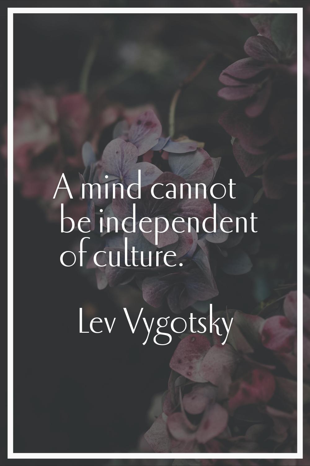 A mind cannot be independent of culture.