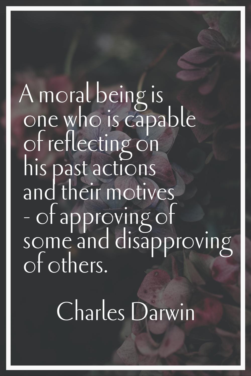 A moral being is one who is capable of reflecting on his past actions and their motives - of approv