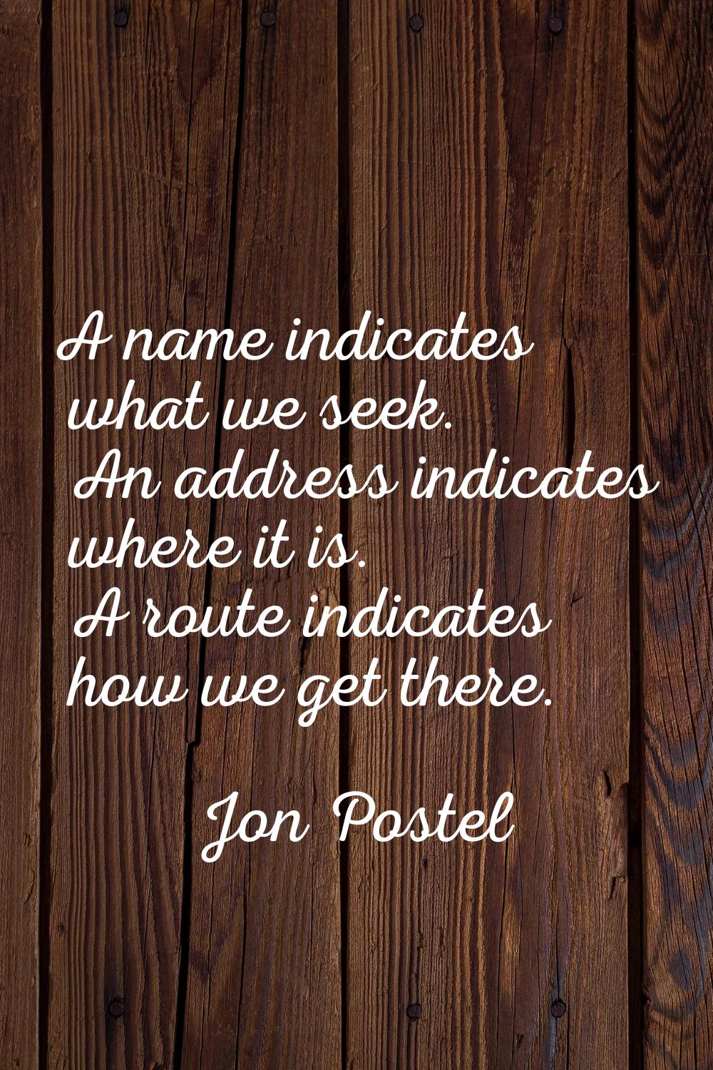 A name indicates what we seek. An address indicates where it is. A route indicates how we get there