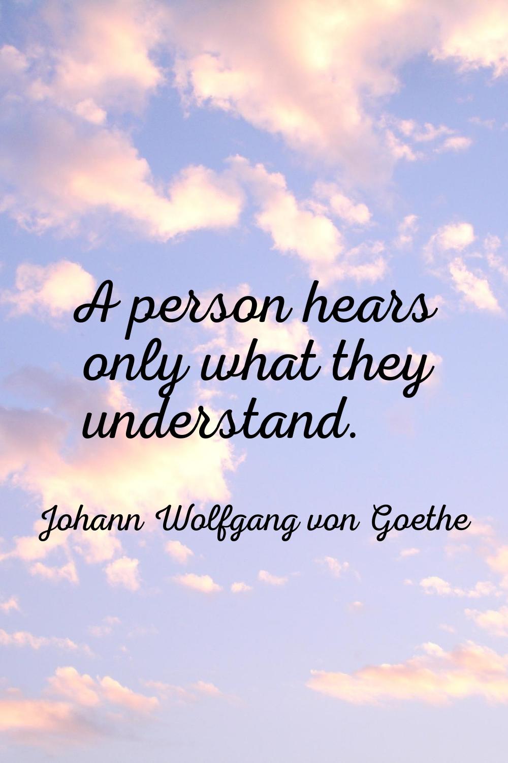 A person hears only what they understand.