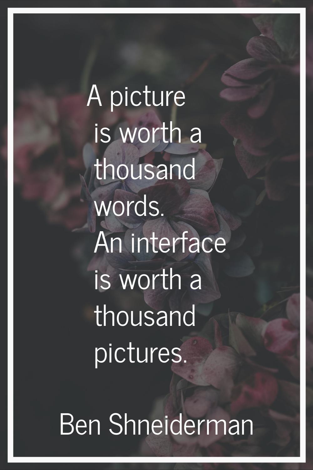 A picture is worth a thousand words. An interface is worth a thousand pictures.