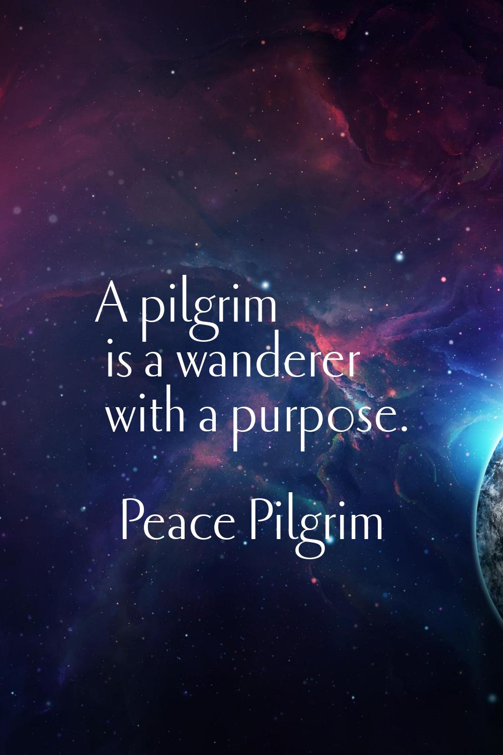 A pilgrim is a wanderer with a purpose.