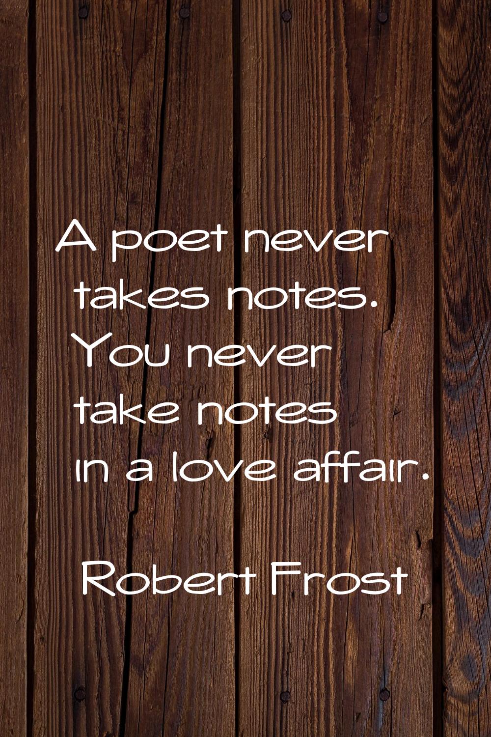 A poet never takes notes. You never take notes in a love affair.