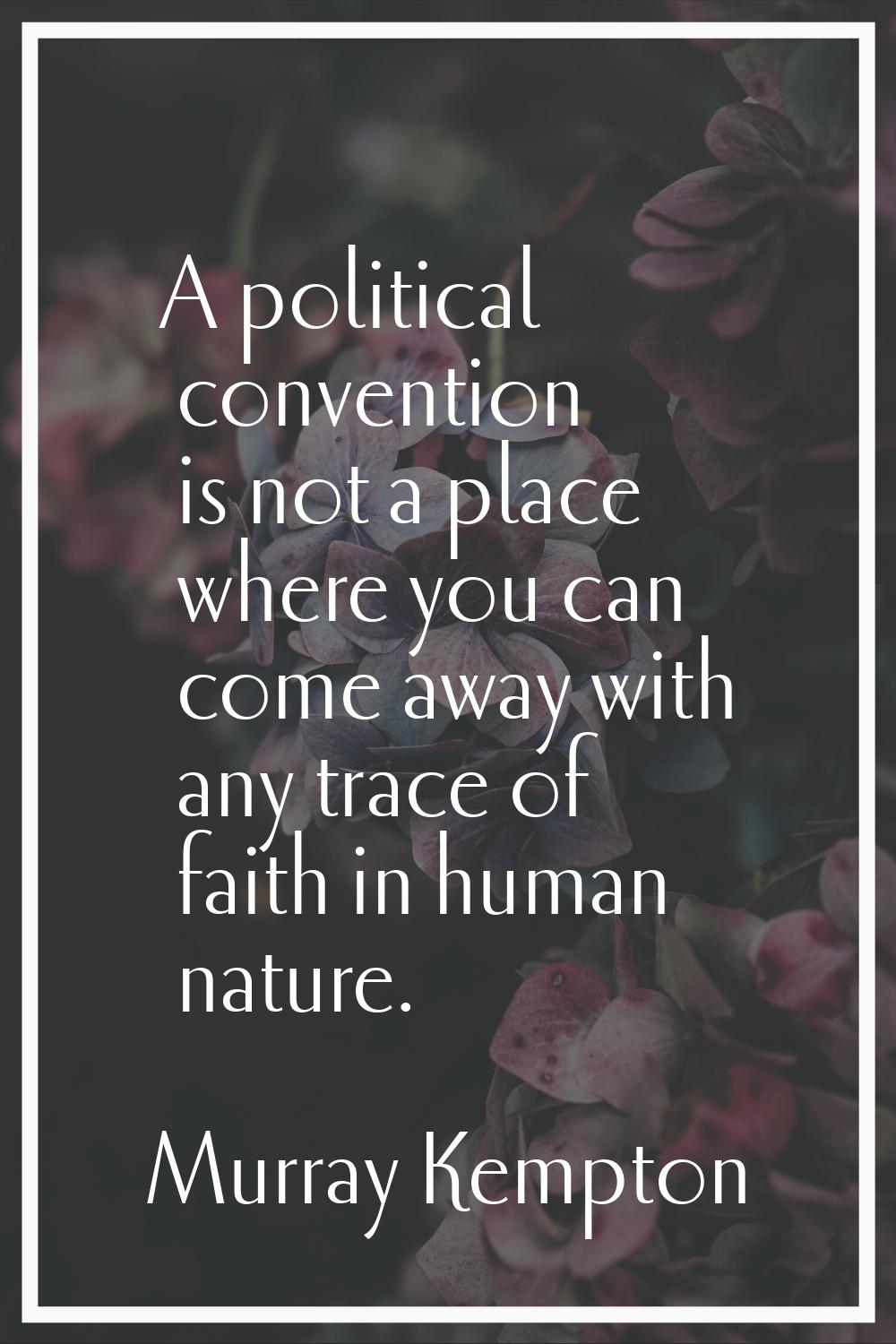 A political convention is not a place where you can come away with any trace of faith in human natu