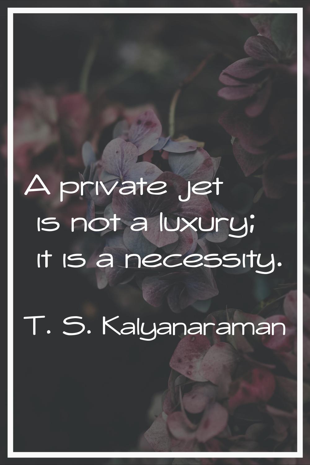 A private jet is not a luxury; it is a necessity.