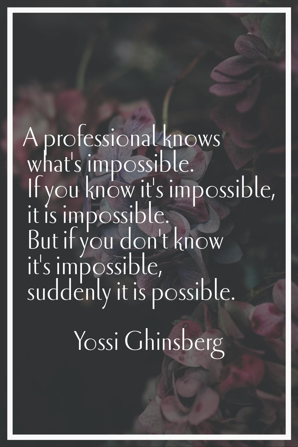 A professional knows what's impossible. If you know it's impossible, it is impossible. But if you d