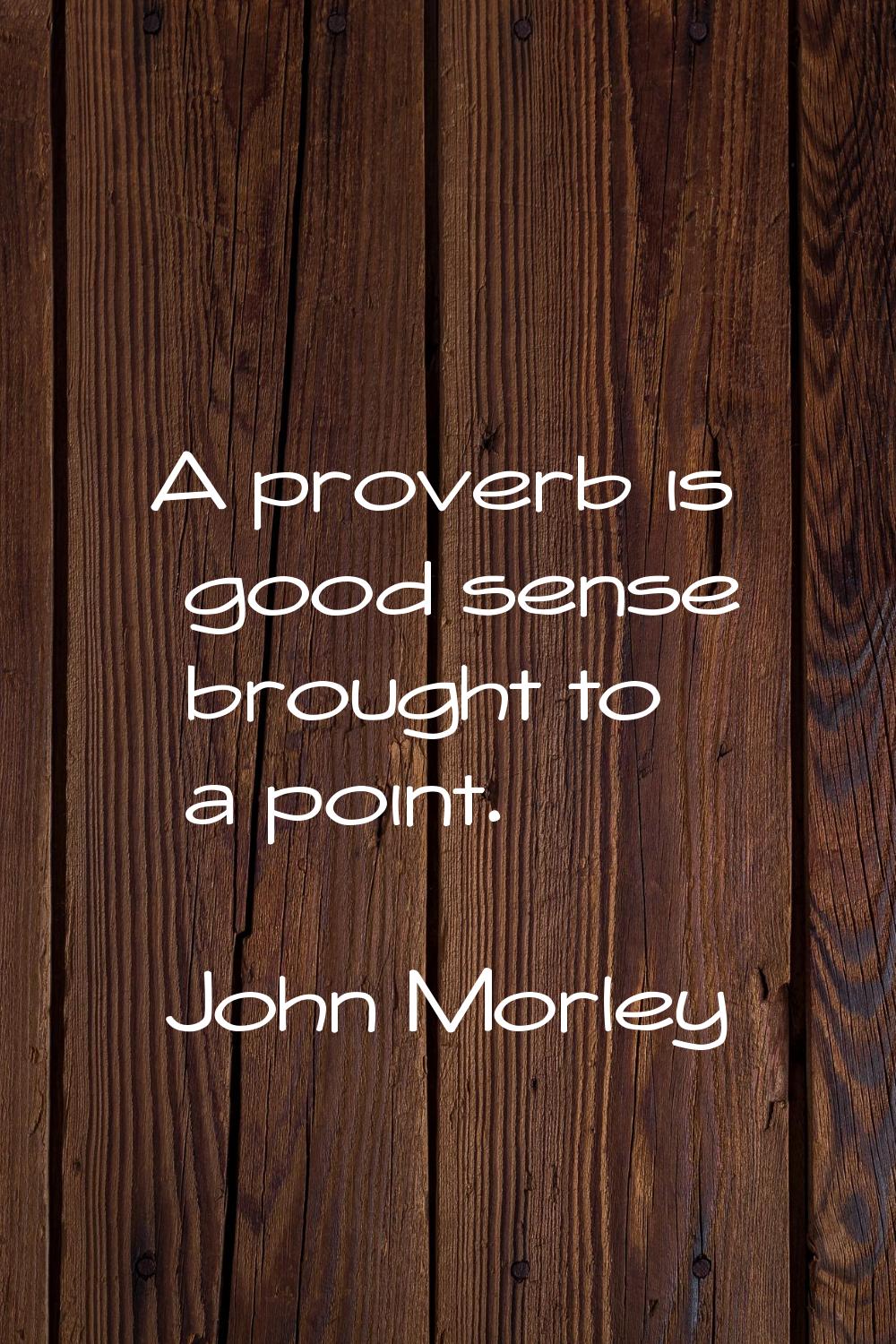 A proverb is good sense brought to a point.
