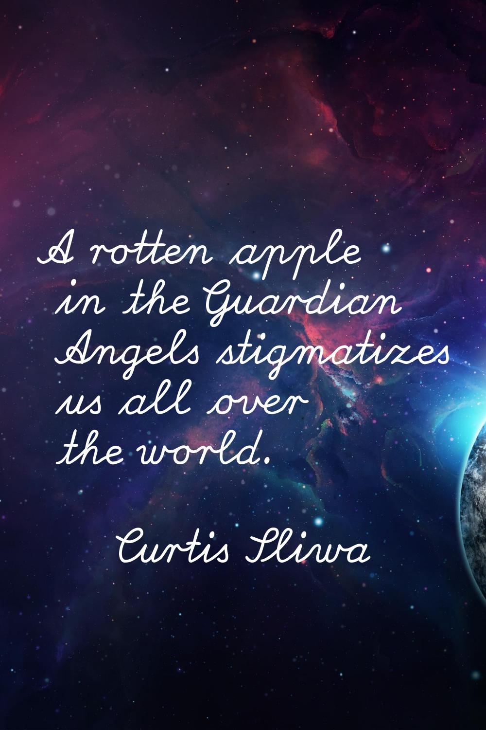 A rotten apple in the Guardian Angels stigmatizes us all over the world.
