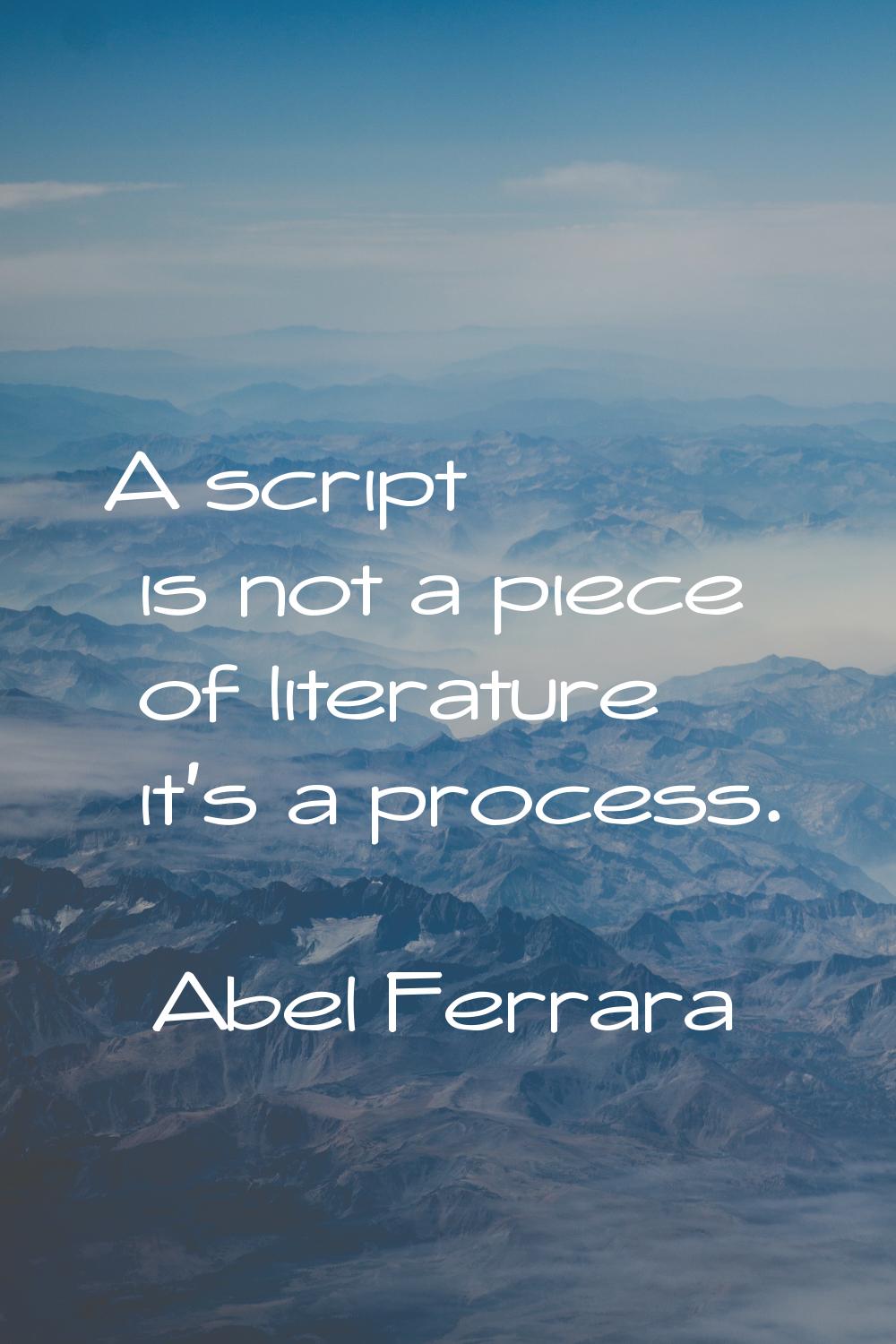 A script is not a piece of literature it's a process.