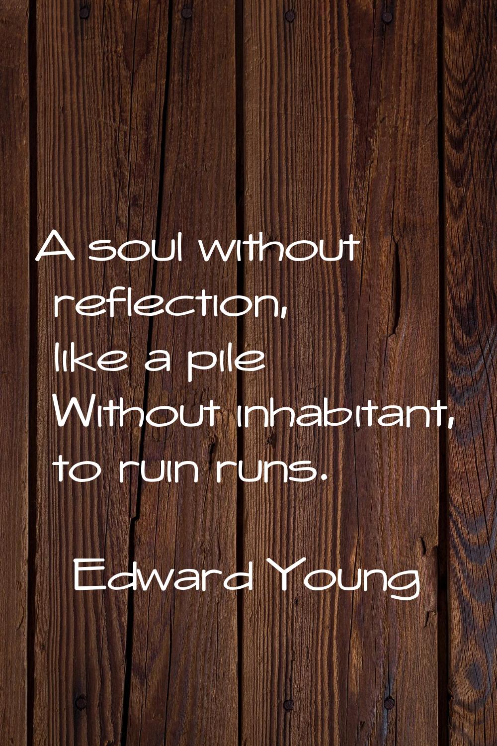A soul without reflection, like a pile Without inhabitant, to ruin runs.