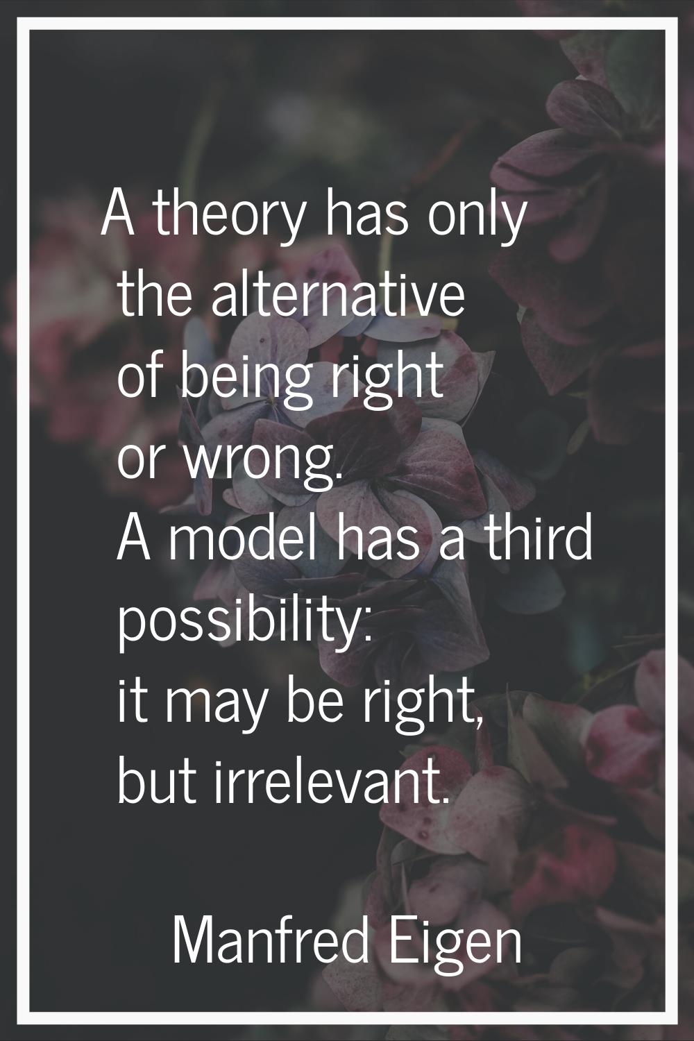A theory has only the alternative of being right or wrong. A model has a third possibility: it may 
