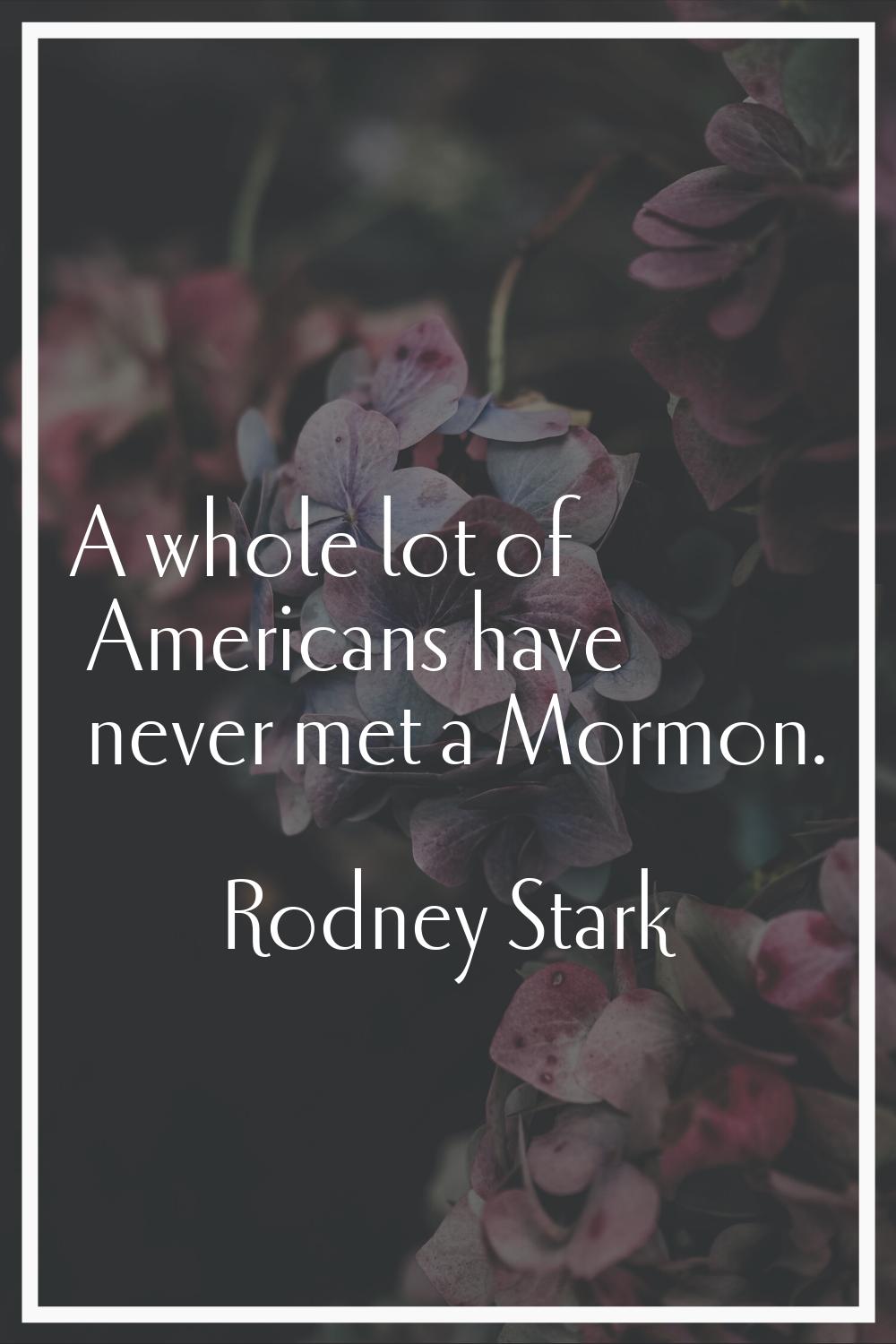 A whole lot of Americans have never met a Mormon.