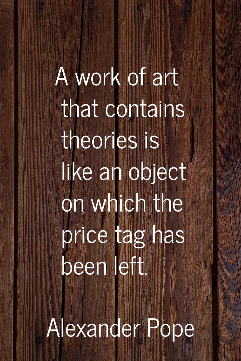 A work of art that contains theories is like an object on which the price tag has been left.