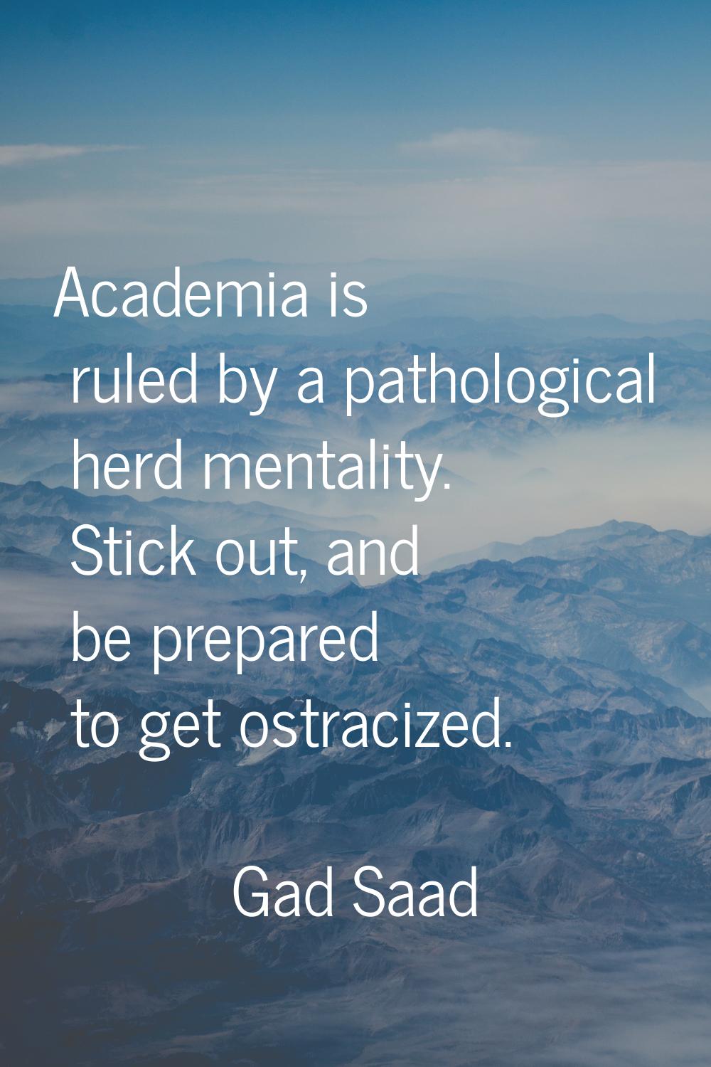 Academia is ruled by a pathological herd mentality. Stick out, and be prepared to get ostracized.