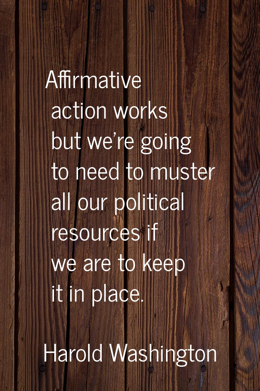 Affirmative action works but we're going to need to muster all our political resources if we are to
