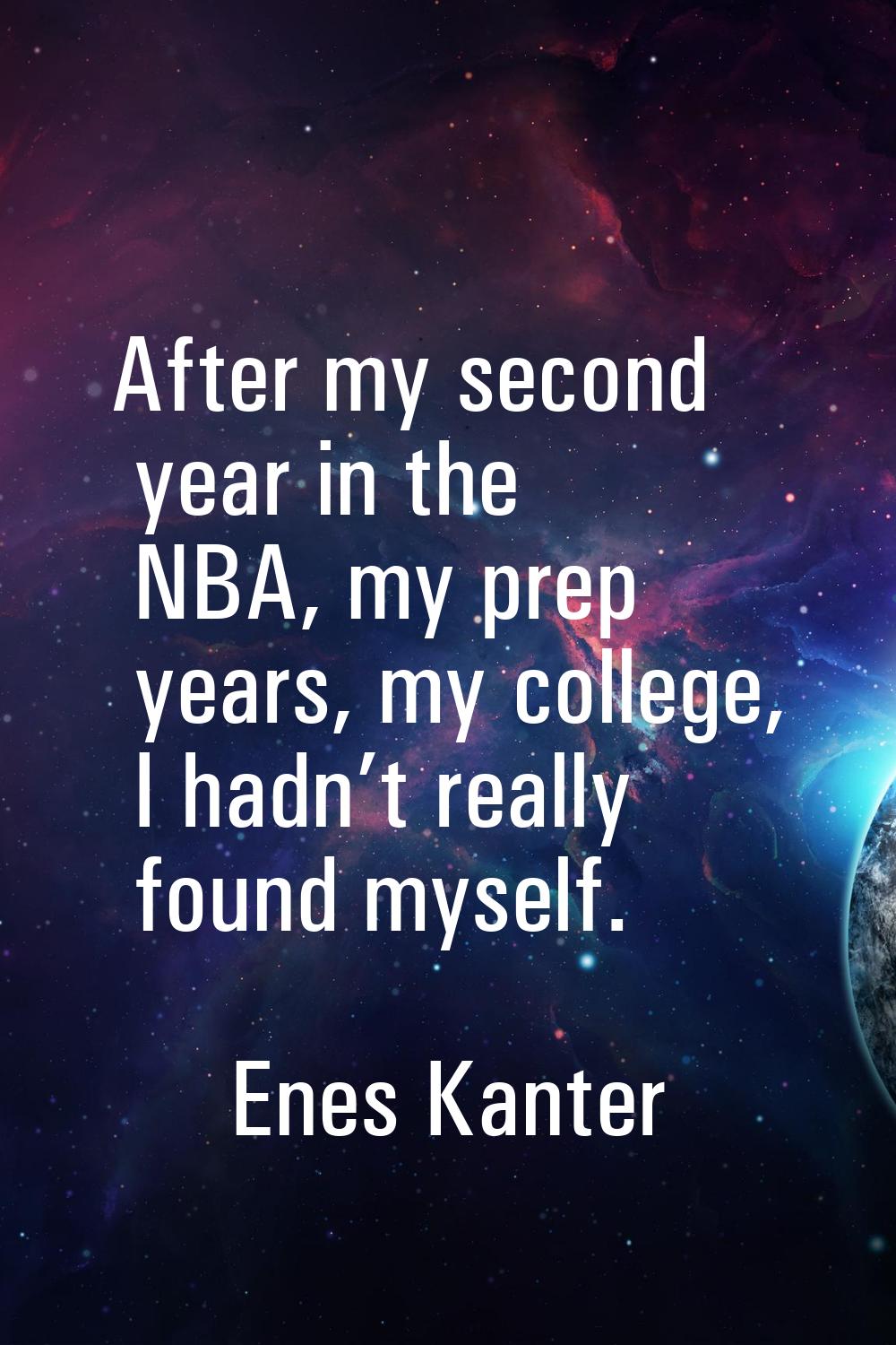 After my second year in the NBA, my prep years, my college, I hadn’t really found myself.