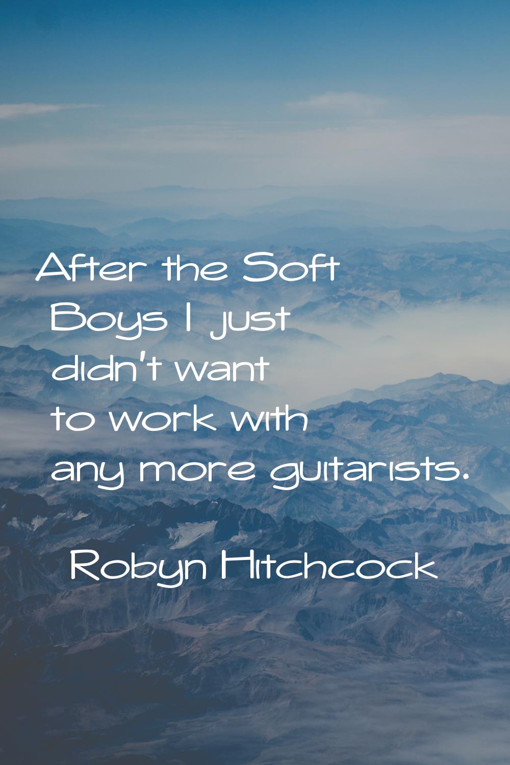 After the Soft Boys I just didn't want to work with any more guitarists.