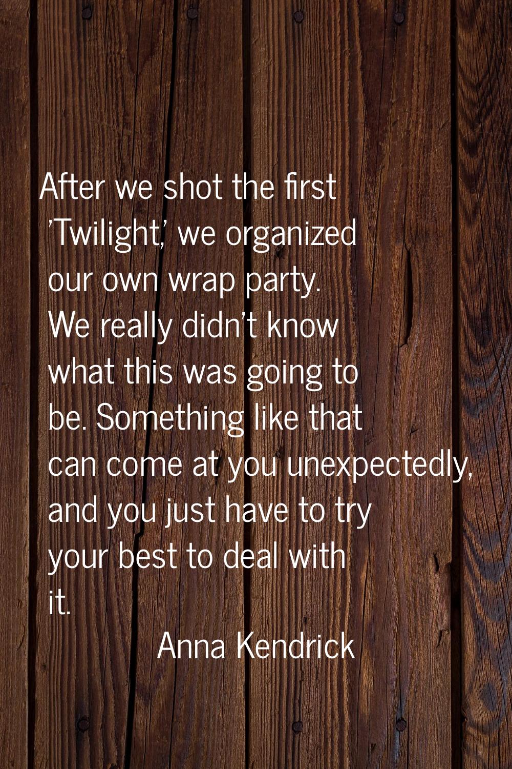 After we shot the first 'Twilight,' we organized our own wrap party. We really didn't know what thi