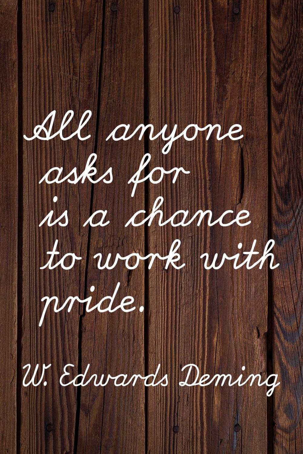 All anyone asks for is a chance to work with pride.