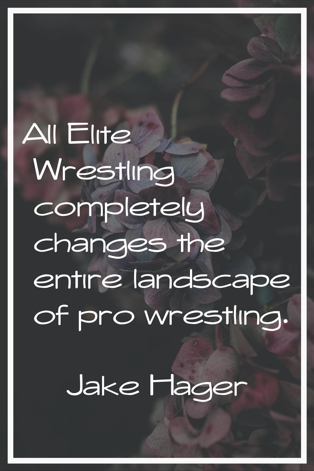 All Elite Wrestling completely changes the entire landscape of pro wrestling.