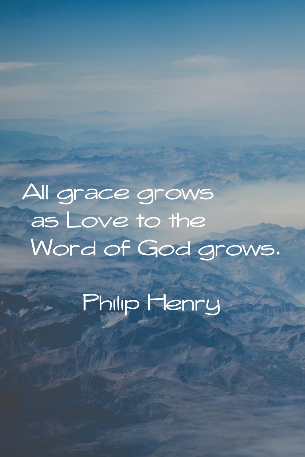 All grace grows as Love to the Word of God grows.