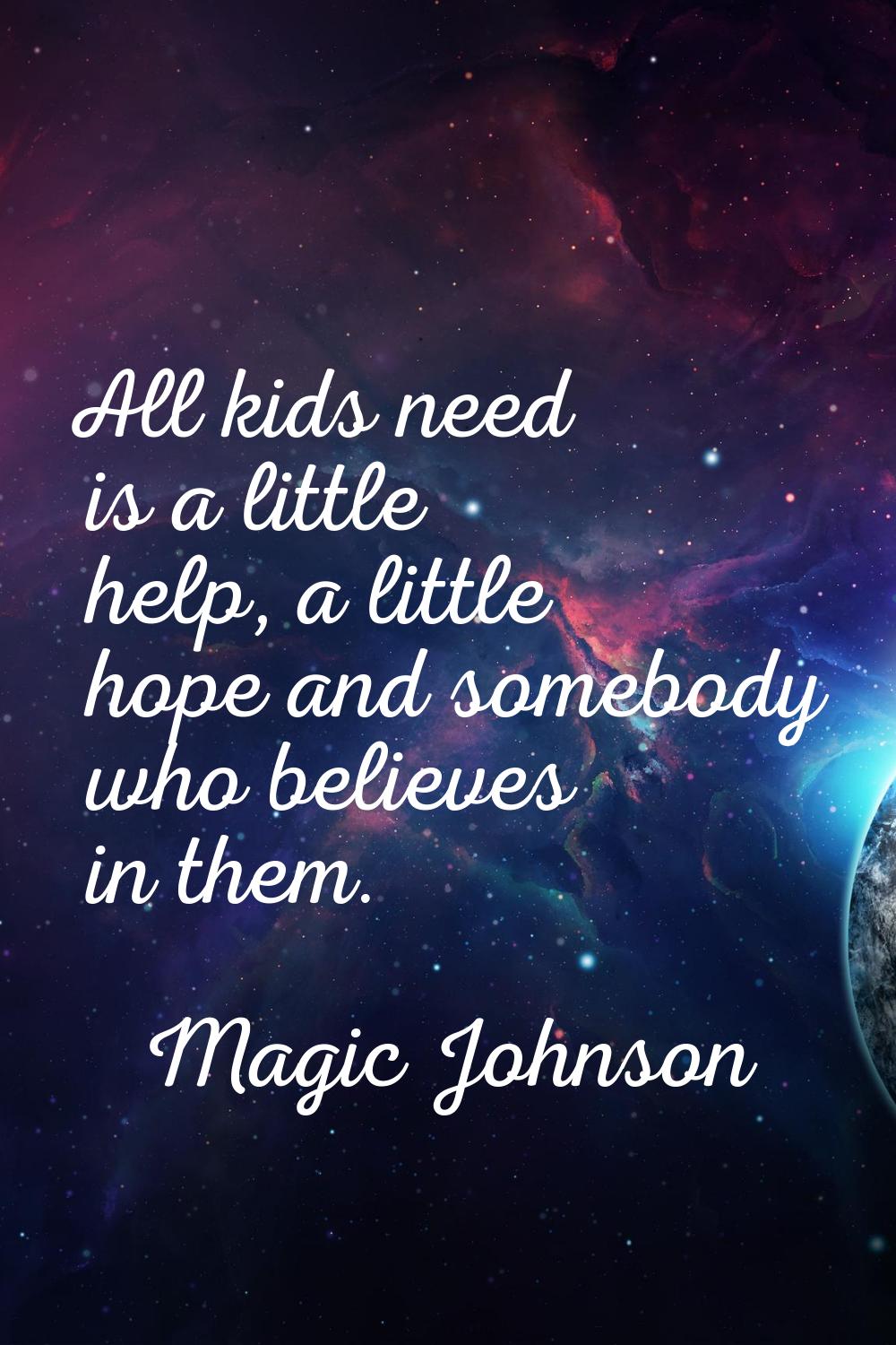 All kids need is a little help, a little hope and somebody who believes in them.